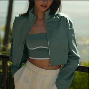 Alo Cropped Night Out Cargo Jacket SIZE LARGE Botanical Green